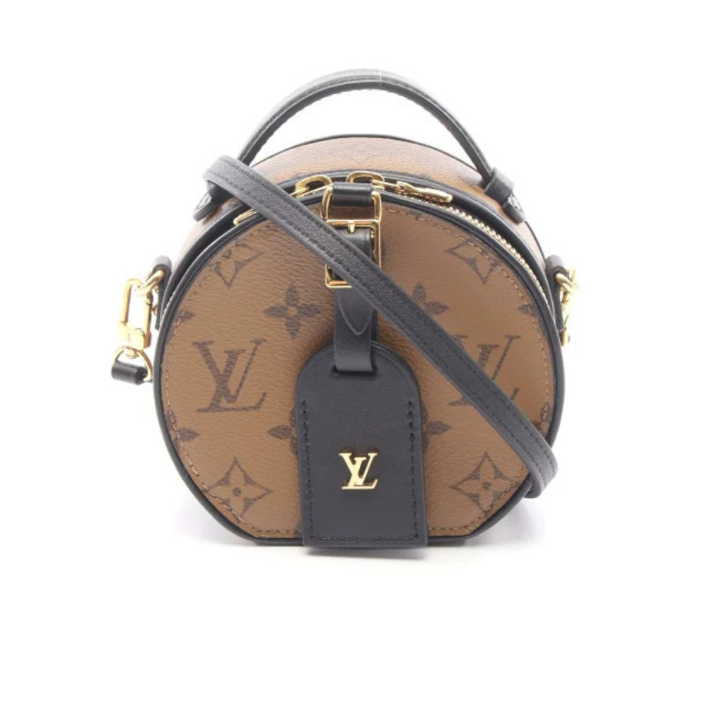 Louis Vuitton Boite Chapeau Handbag Canvas Leather Monogram Reverse Brown Black